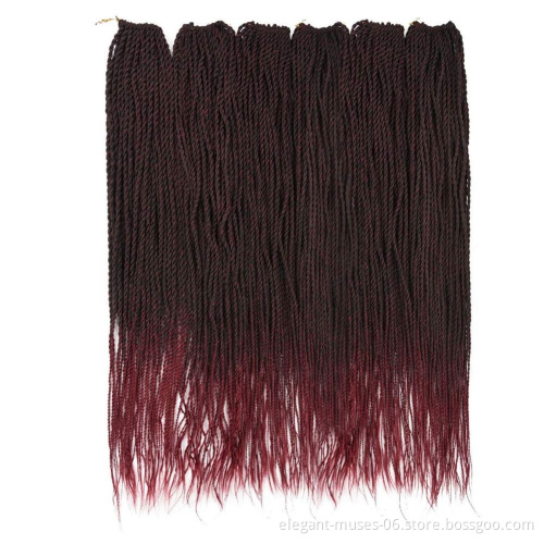 Wholesale Ombre  24 inch Synthetic Braiding Hair for Women Senegalese Twist Hair Crochet braids